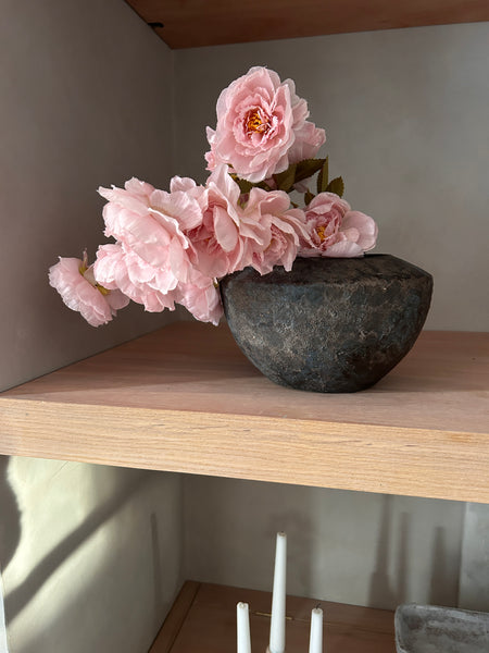 Bali Grey Vintage-Style Stone Vase/Pot – Rustic Decorative Home Accent