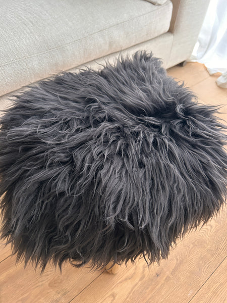 Soft & Plush Dark Grey Sheepskin Circle Seat Pads - Add a Touch of Comfort to Any Chair or Stool B Grade