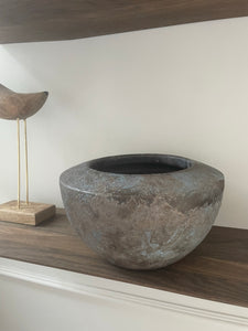 Bali grey vintage effect stone vase/pot