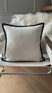 Luxury Black & Off-White Cushion Cover | Hidden Zipper | Modern Home Decor | 45x45cm Premium Cotton Blend Pillow Case