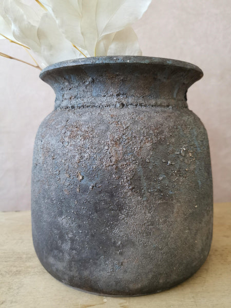 Stone Bali vase/plant pot grey