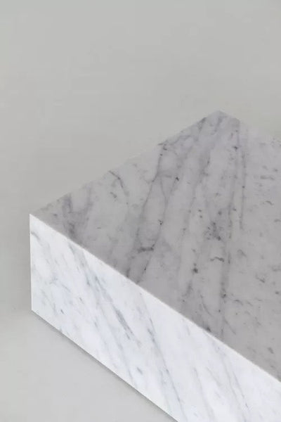 White Carrara Marble plinth side table/tall