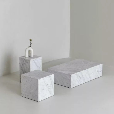 Decorative White Carrara marble side table